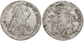 NAPOLI Carlo di Borbone (1734-1759) Piastra 1754 - Nomisma 278 AG (g 25,37) T/ Foglie.