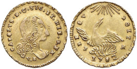 PALERMO Carlo di Borbone (1735-1759) Oncia 1752 - Gig. 26 AU (g 4,41)