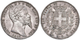 Vittorio Emanuele II (1849-1861) 5 Lire 1853 G - Nomisma 777 AG RR Colpetti al bordo.