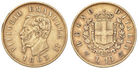 Vittorio Emanuele II (1861-1878) 10 Lire 1863 T - Nomisma 873 AU