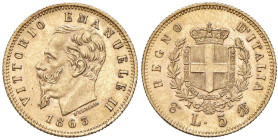 Vittorio Emanuele II (1861-1878) 5 Lire 1863 T - Nomisma 875 AU