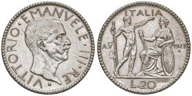 Vittorio Emanuele III (1900-1946) 20 Lire 1927 An. V - Nomisma 1083 AG RRR