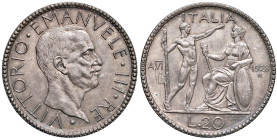 Vittorio Emanuele III (1900-1946) 20 Lire 1928 An. VI - Nomisma 1085 AG NC Bellissima patina da antica raccolta.