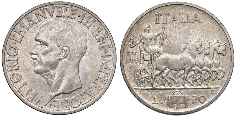 Vittorio Emanuele III (1900-1946) 20 Lire 1936 An. XIV - Nomisma 1094 AG R Magni...