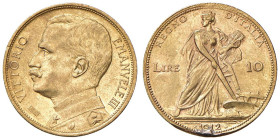 Vittorio Emanuele III (1900-1946) 10 Lire 1912 - Nomisma 1102 AU RR Da montatura.