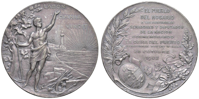 ARGENTINA Medaglia 1902 Il popolo del rosario commemora "LA OBRA DEL PUERTO" - O...