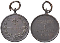 REGNO DELLE DUE SICILIE Ferdinando II di Borbone (1830-1859) Medaglia portativa 1847 Repressione della rivolta di Messina - Coniata a Napoli - D'Auria...