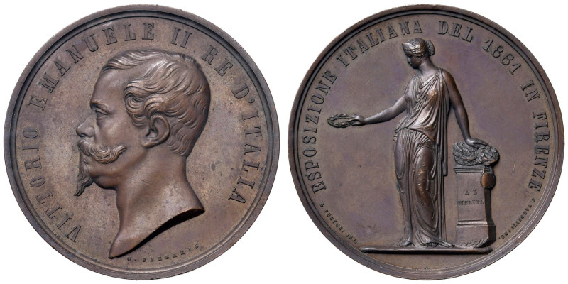 Vittorio Emanuele II (1849-1861) Medaglia coniata 1861 Esposizione Italiana di F...