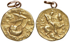 Medaglia moderna con San Giorgio e motto al R/ "IN TEMPESTATE SECURITAS" - AU (g 4,86 - Ø 20 mm) Appiccagnolo.