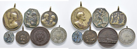 Lotto di 7 medaglie religiose dal XVIII al XX secolo in bronzo e argento - Ambito religioso devozionale o pellegrinaggio (Ø da 25 a 45 mm)