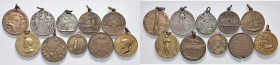 Lotto di 10 medaglie portative italiane del XIX e XX secolo in bronzo e argento - Vari avvenimenti storici per lo più di guerra (Ø da 25 a 35 mm) Raro...