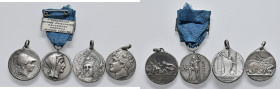 Lotto di 4 medaglie portative italiane con anello del XX secolo - Siracusa e Cosenza periodo fascista in stile antico - AG (Ø da 25 a 27 mm) Una con n...