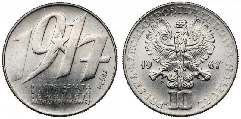 Próba NIKIEL 10 złotych 1967 Rewolucja Październikowa Reference: Parchimowicz P ...