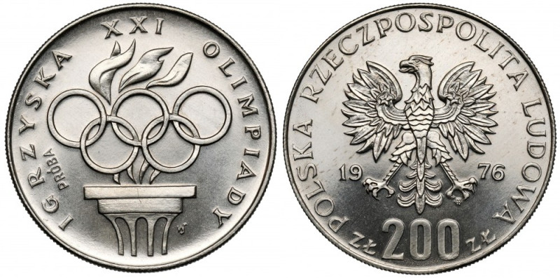 Próba NIKIEL 200 złotych 1976 Igrzyska - znicz olimpijski Reference: Parchimowic...