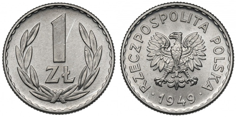 1 złoty 1949 Al Piękne, jedynie ze skaleczeniem na Orle. 
Reference: Parchimowi...