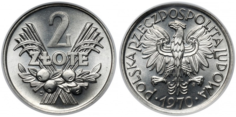 2 złote 1970 Śliczna sztuka. 
Reference: Parchimowicz 216.d
Grade: GCN MS68