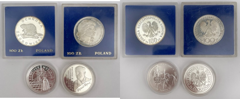 SREBRO 10 - 100.000 złotych 1976-2002 - zestaw (4szt)