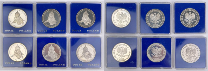 SREBRO 200 złotych 1982 Bolesław III Krzywousty - zestaw (6szt)