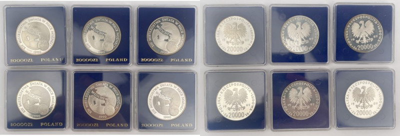 SREBRO 20.000 złotych 1989 Mistrzostwa Świata w Piłce Nożnej - zestaw (6szt)