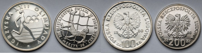 SREBRO 100 złotych 1980 i Próba CuNi 200 złotych 1985 - zestaw (2szt) 
Grade: P...