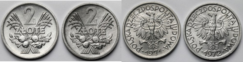 2 złote 1971-1972 - zestaw (2szt) Lepsze roczniki. 

Grade: 1, 1/AU