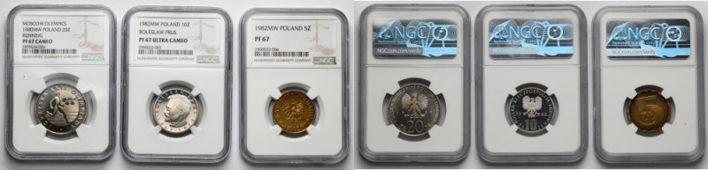 5-10 złotych 1980-1982 - zestaw (3szt) 
Grade: NGC PF67