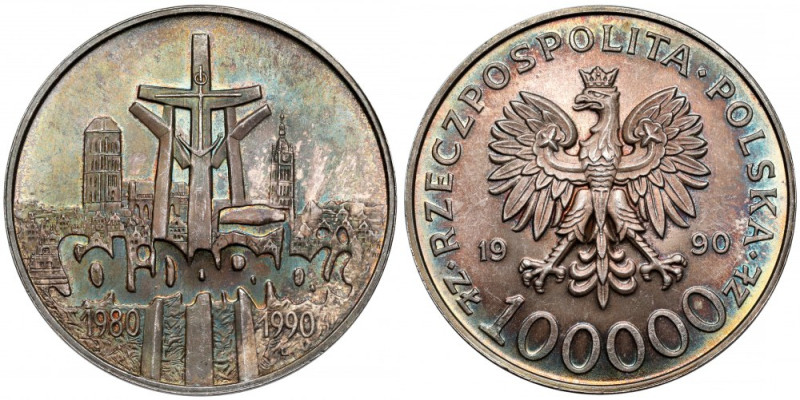 100.000 złotych 1990 Solidarność - odmiana A Reference: Parchimowicz 619.a
Grad...