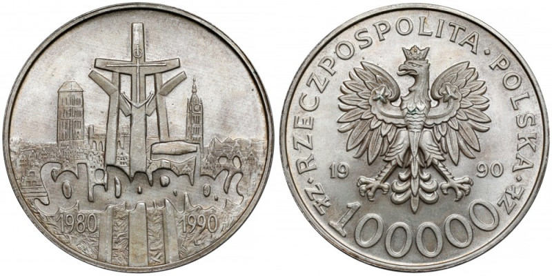 100.000 złotych 1990 Solidarność - odmiana A Reference: Parchimowicz 619.a
Grad...