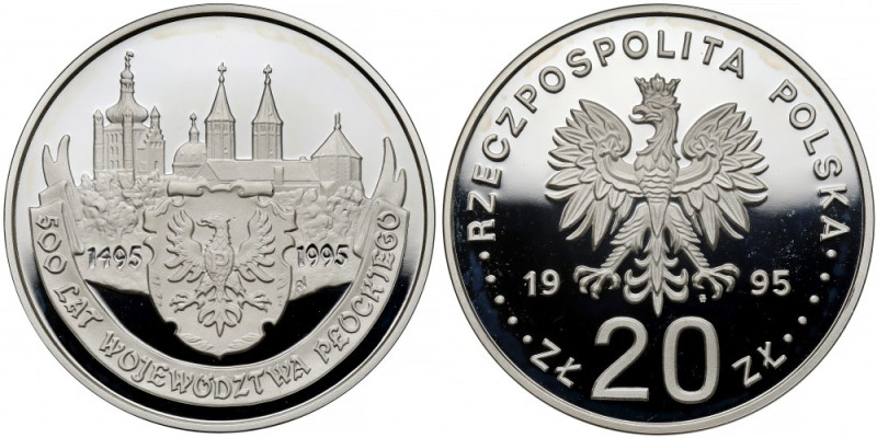 20 złotych 1995 Województwo Płockie Dwie delikatne ryski pod 19, poza tym mennic...