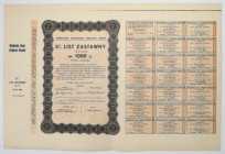 Piotrków TKM, List zastawny 1.000 zł 1938 - pełny arkusz blankietu drukarskiego