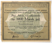 WAGON Sp. Akc. Fabryki Wagonów, Em.4, 5x 1.000 mk 1921 - RZADKOŚĆ