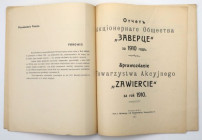 Sprawozdanie za rok 1910 Towarzystwa Akcyjnego „Zawiercie”
