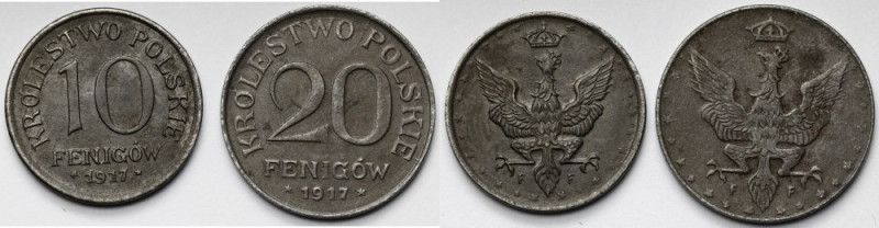 Królestwo Polskie, 10-20 fenigów 1917 - zestaw (2szt) 
Grade: XF+