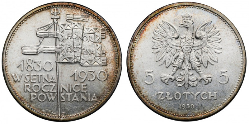 Sztandar 5 złotych 1930 Menniczej prezencji sztandar, jedynie z lekkim przetarci...