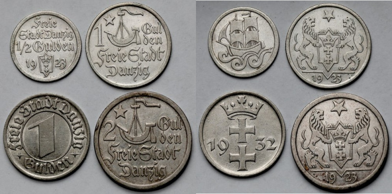 Gdańsk, 1/2 - 2 guldeny 1923-1932 - zestaw (4szt) W zestawie bardzo ładny gulden...