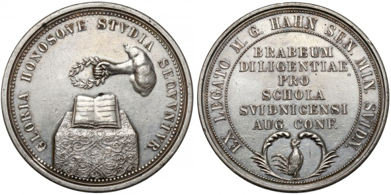 Śląsk, Świdnica, Medal nagrodowy Szkoły Ewangelickiej (XVIII wiek) Niesygnowany,...