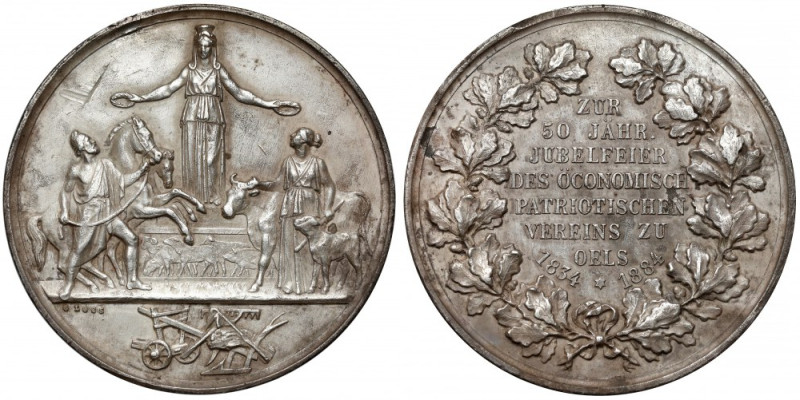 Śląsk, Oleśnica, Medal Patriotyczne Stowarzyszenie Gospodarcze 1884 Medal wybity...