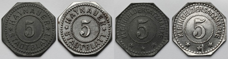 Haynau (Chojnów) 5 fenigów bez daty - zestaw (2szt) Wymiary: 19,5 x 19,5 mm.&nbs...