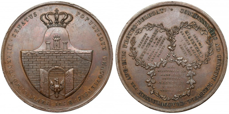 Wolne Miasto Kraków, Medal Komisja Organizacyjna 1818 Rzadki, duży medal z czasó...