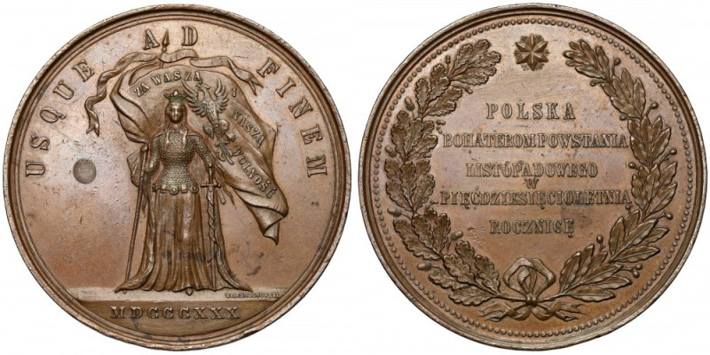 Medal, 50. rocznica Powstania Listopadowego 1880 (Malinowski) Zadrapania nad nap...