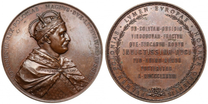 Medal 200. rocznica bitwy pod Wiedniem, Sobieski 1883 Efektowny rozmiarem medal ...