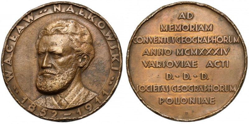 Medal, Wacław Nałkowski - Kongres Geograficzny 1934 - RZADKI Bardzo rzadki, ale ...