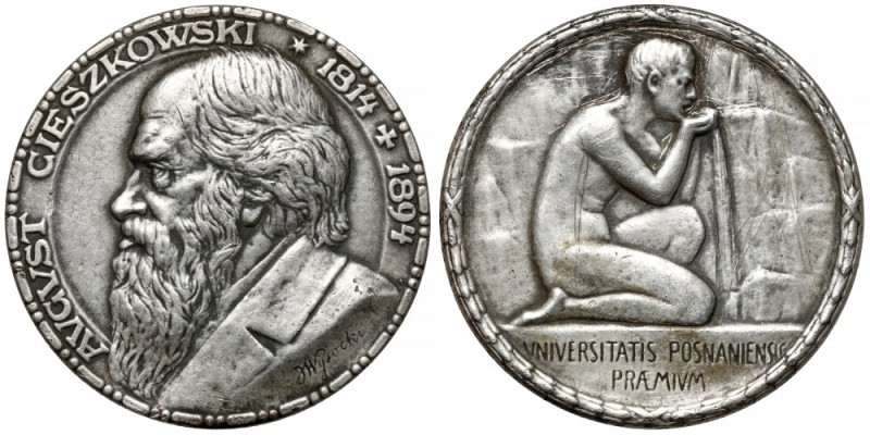 Medal SREBRO August Cieszkowski - inny rewers - NIENOTOWANY Nienotowana hybryda ...