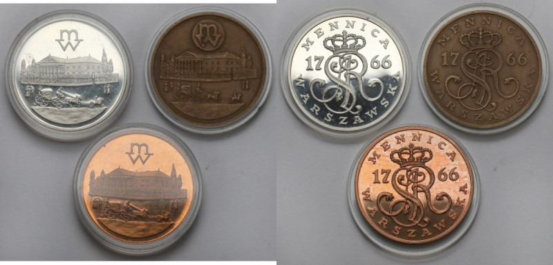 Medale Mennica Warszawska - 3 typy (3szt) Srebro, miedź i brąz. Ag.750, średnica...