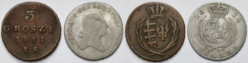 Księstwo Warszawskie, 3 grosze 1811 i 1/6 talara 1814 - zestaw (2szt) W zestawie...