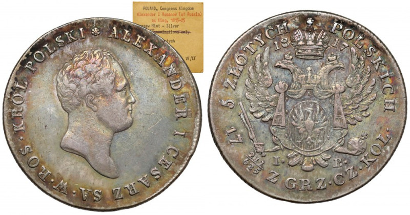 5 złotych polskich 1817 IB - ex. Karolkiewicz Wczesny typ drugiego rocznika pięc...