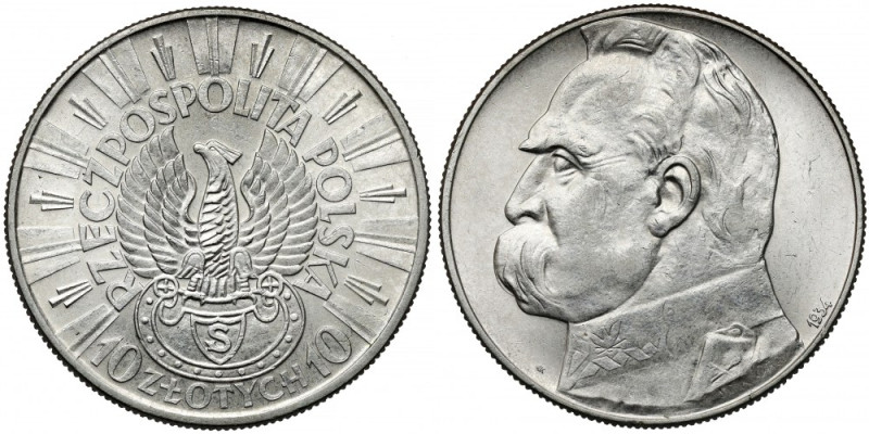 Strzelecki, Piłsudski 10 złotych 1934 Bardzo ładny, w patynie. 
Reference: Chał...