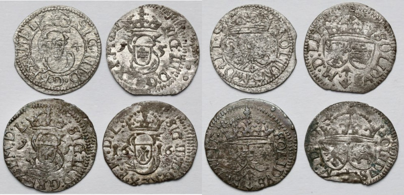 Zygmunt III Waza, Szelągi Wilno 1614-1616 - zestaw (4szt) 1616 z odpryskiem blac...