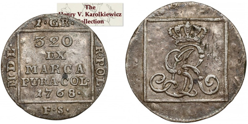 Poniatowski, Grosz srebrny 1768 FS - ex. Karolkiewicz Moneta z cenionej kolekcji...