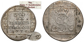 Poniatowski, Grosz srebrny 1772 AP - b.rzadki - ex. Karolkiewicz R5